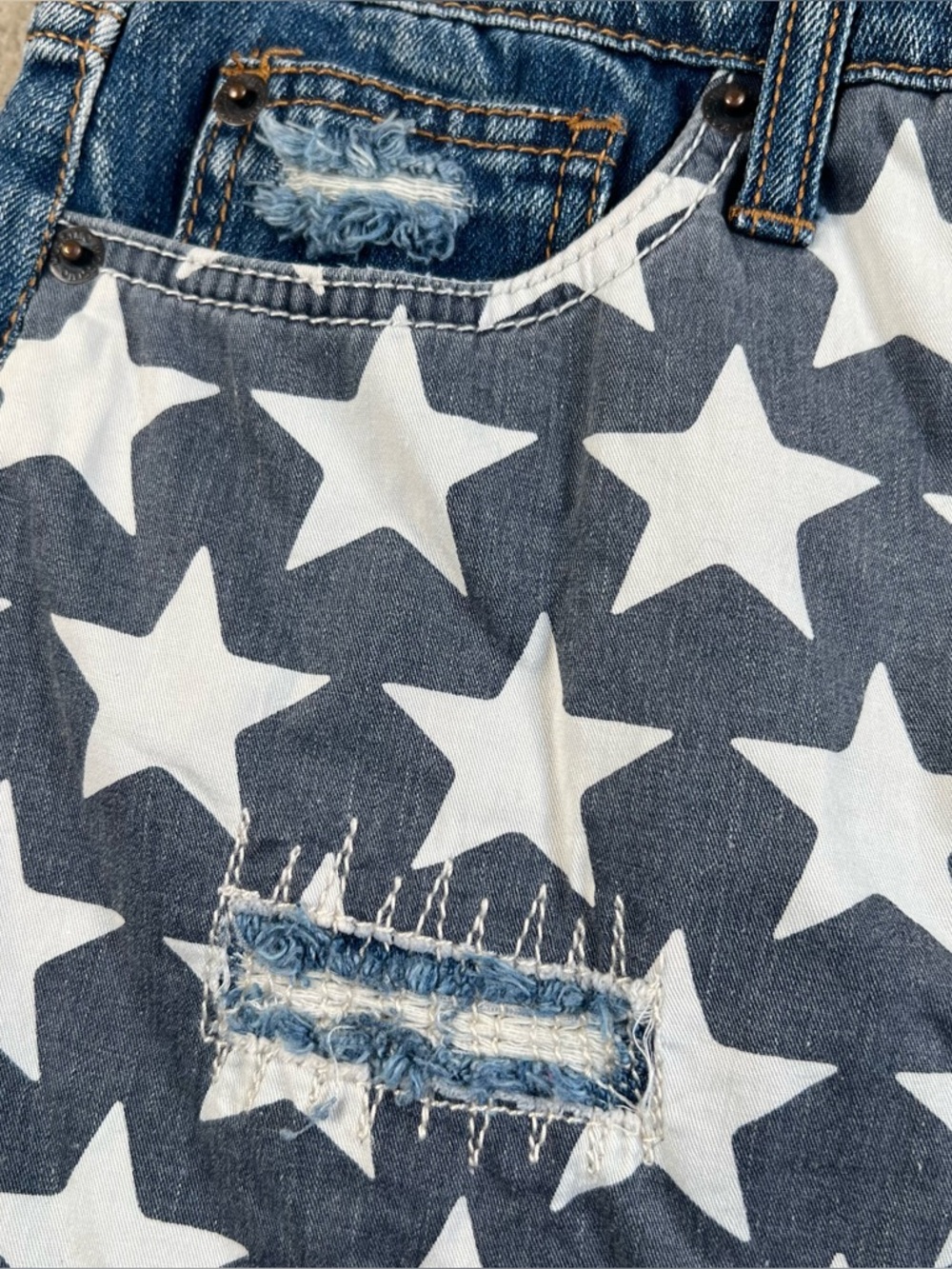 Denim Shorts America Flag Cut Off Distressed High Rise Summer Mossimo Women's 10 - Picture 6 of 9